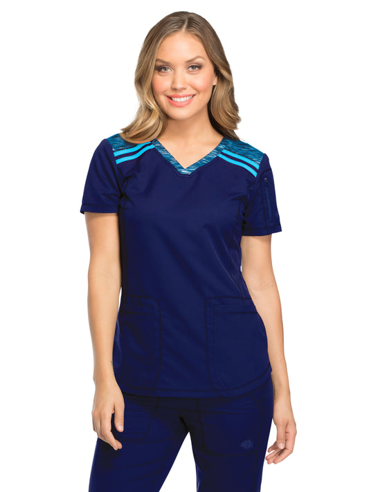 Women's 3-Pocket V-Neck Top - DK740 - Navy