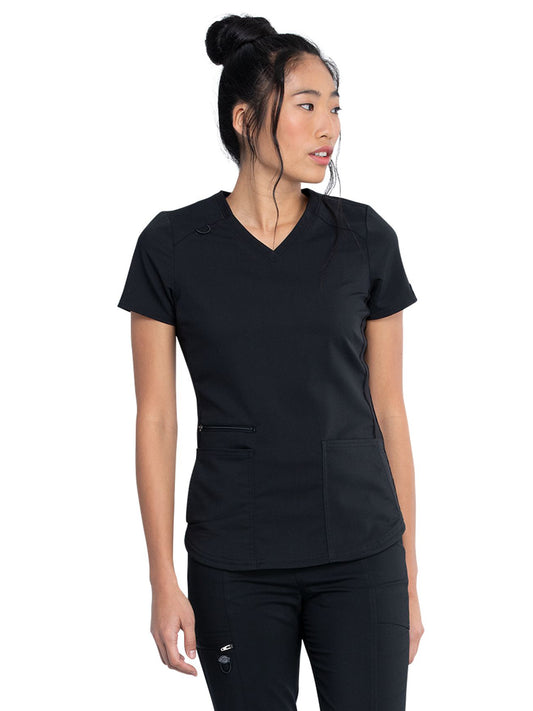 Women's 5-Pocket Rib Knit V-Neck Scrub Top