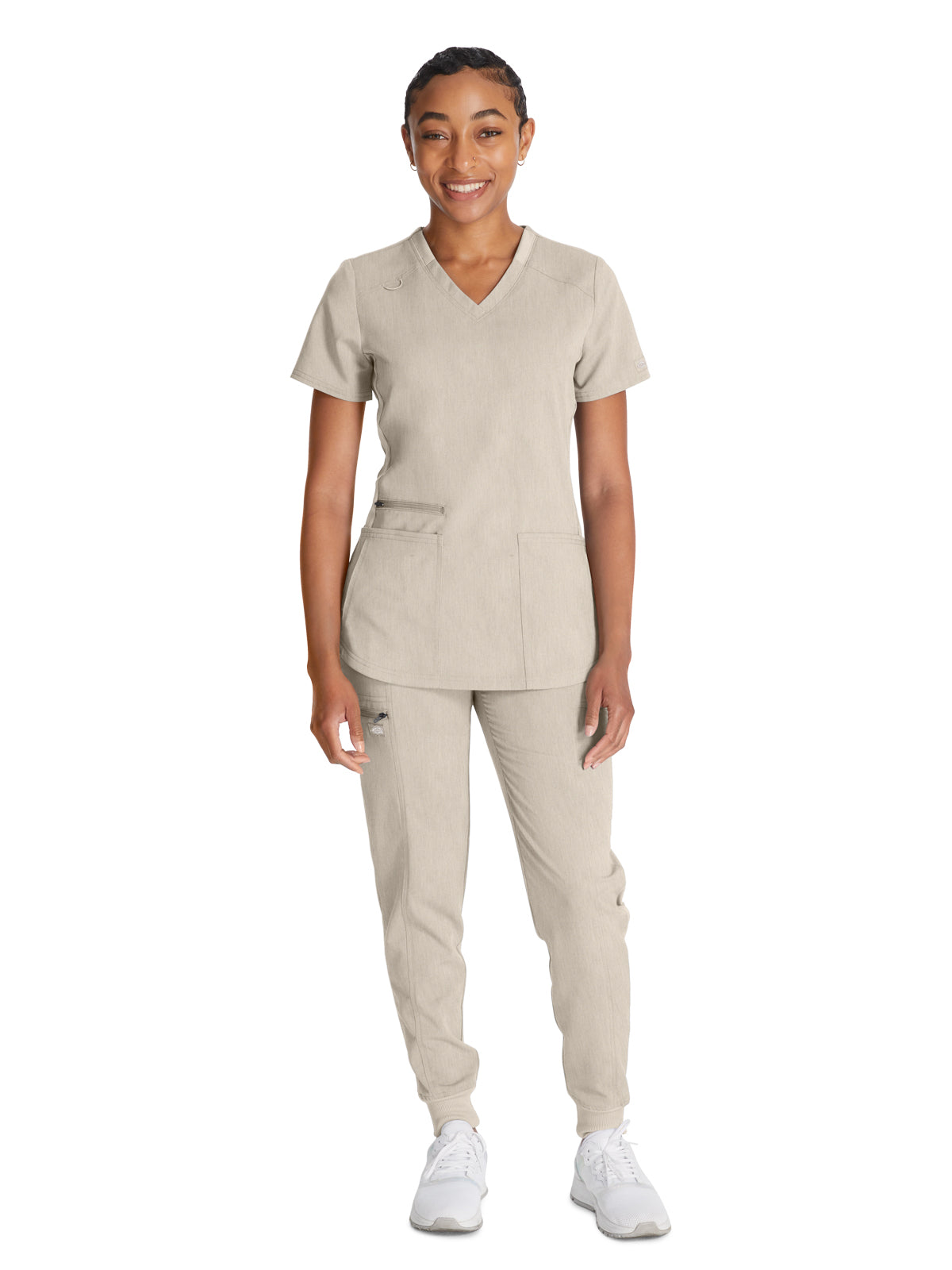 Women's 5-Pocket Rib Knit V-Neck Scrub Top