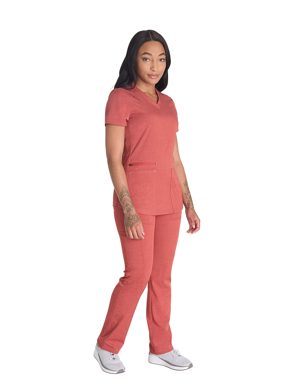 Women's 5-Pocket Rib Knit V-Neck Scrub Top