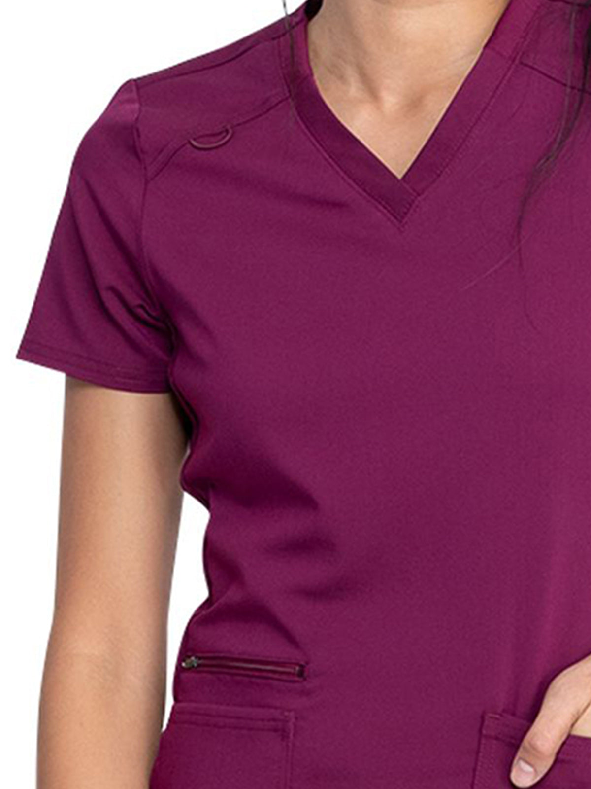 Women's 5-Pocket Rib Knit V-Neck Scrub Top