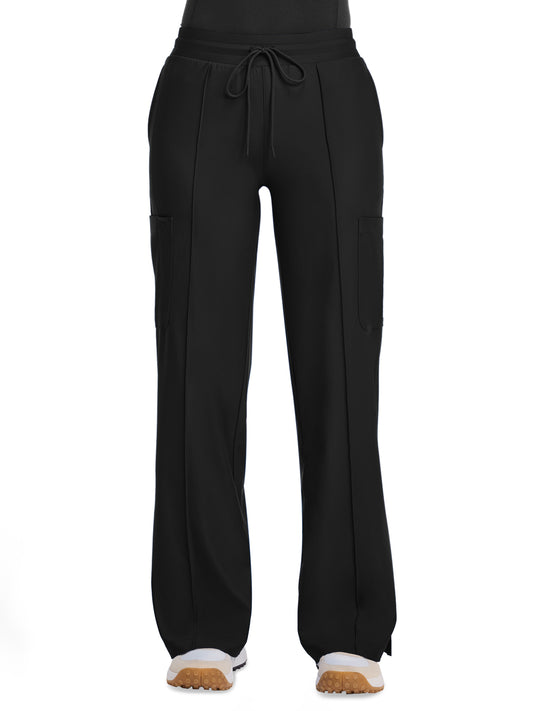 Women's 6-Pocket Pintuck Wide Leg Pant - IN103A - Black