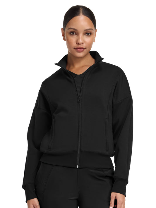 Women's 2-Pocket Full Zip Jacket - IN301 - Black