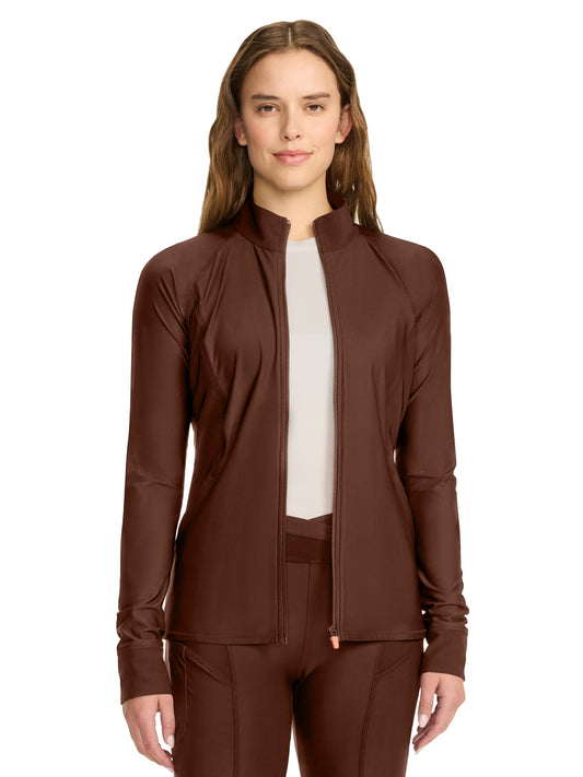 Women's 2-Pocket Zip Front Jacket - IN337A - Espresso Express