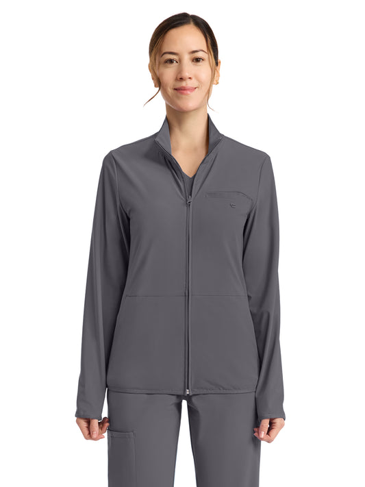 Women's 3-Pocket Warm-up Jacket - IN525A - Pewter