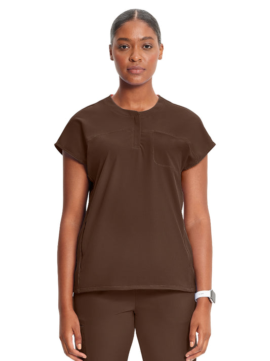 Women's Henley Top - IN622A - Espresso Express