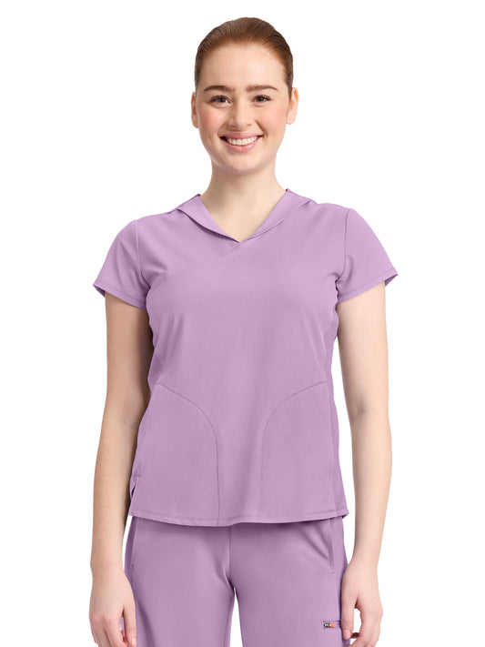 Women's 2-Pocket Mock-Wrap V-Neck Top - IN635A - Livewire Lilac