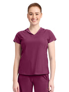 Women's 2-Pocket Mock-Wrap V-Neck Top - IN635A - Wine