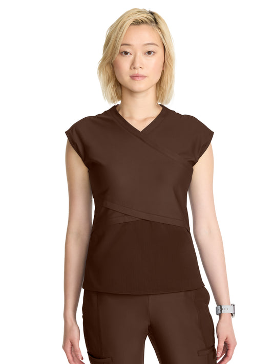 Women's 2-Pocket V-Neck Top - IN645A - Espresso Express