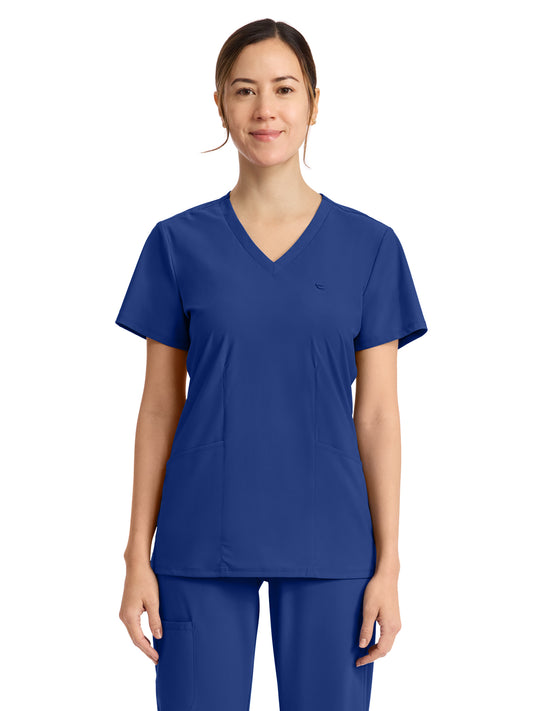 Women's 2-Pocket V-Neck Top - IN647A - Royal