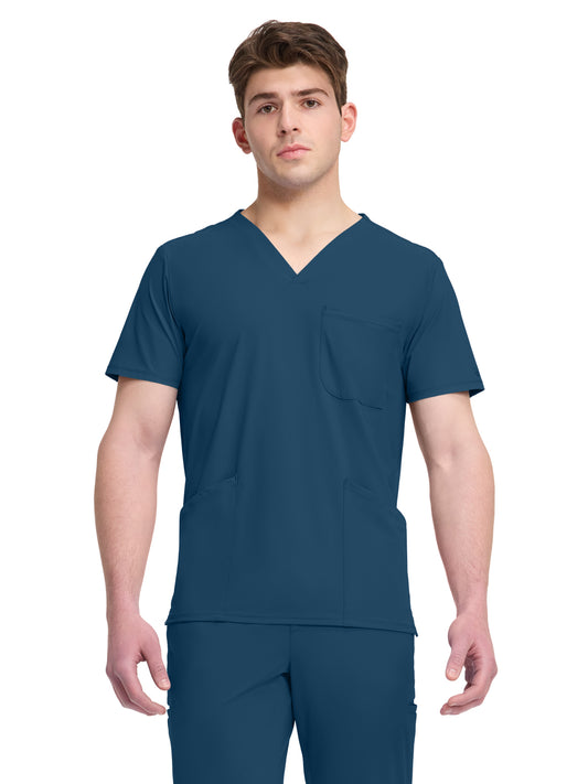Men's 3-Pocket V-Neck Top - IN651A - Caribbean Blue