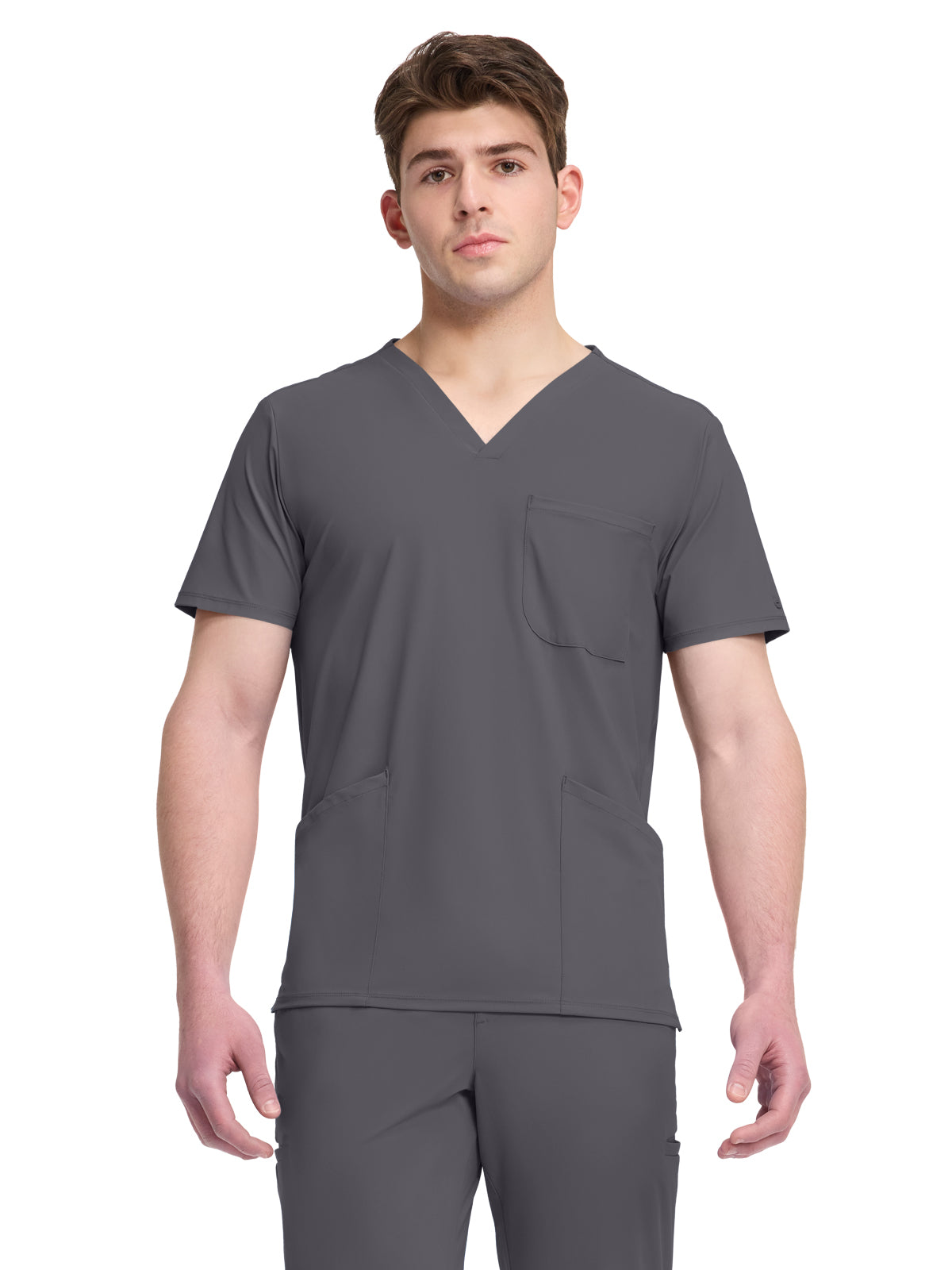 Men's 3-Pocket V-Neck Top - IN651A - Pewter