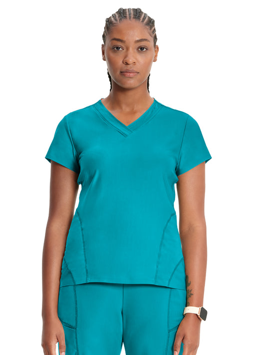 Women's 2-Pocket V-Neck Top - IN706A - Aquaturque