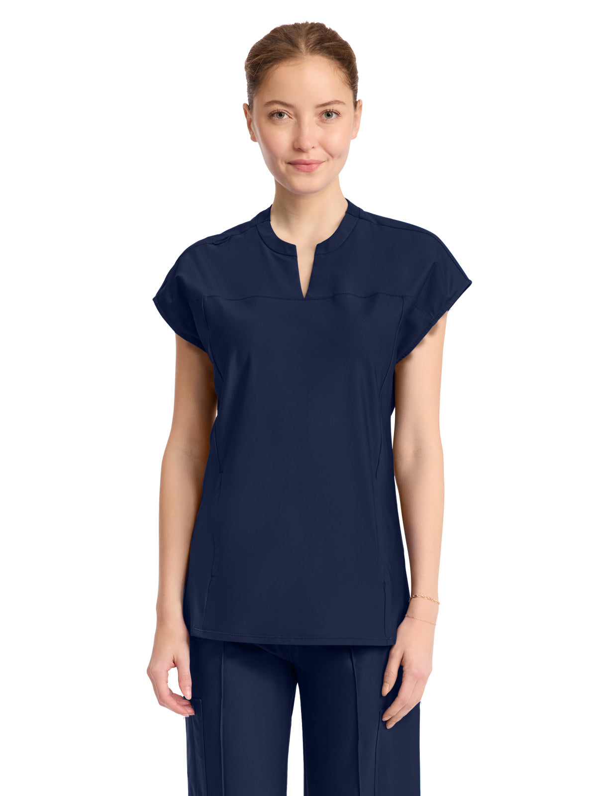 Women's 2-Pocket Henley Top - IN811A - Navy