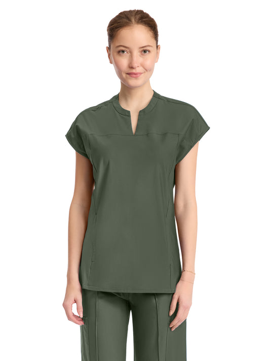 Women's 2-Pocket Henley Top - IN811A - Sap Green