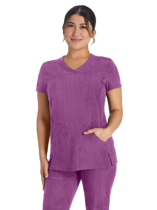 Women's 4-Pocket Cross-Over V-Neck Scrub Top