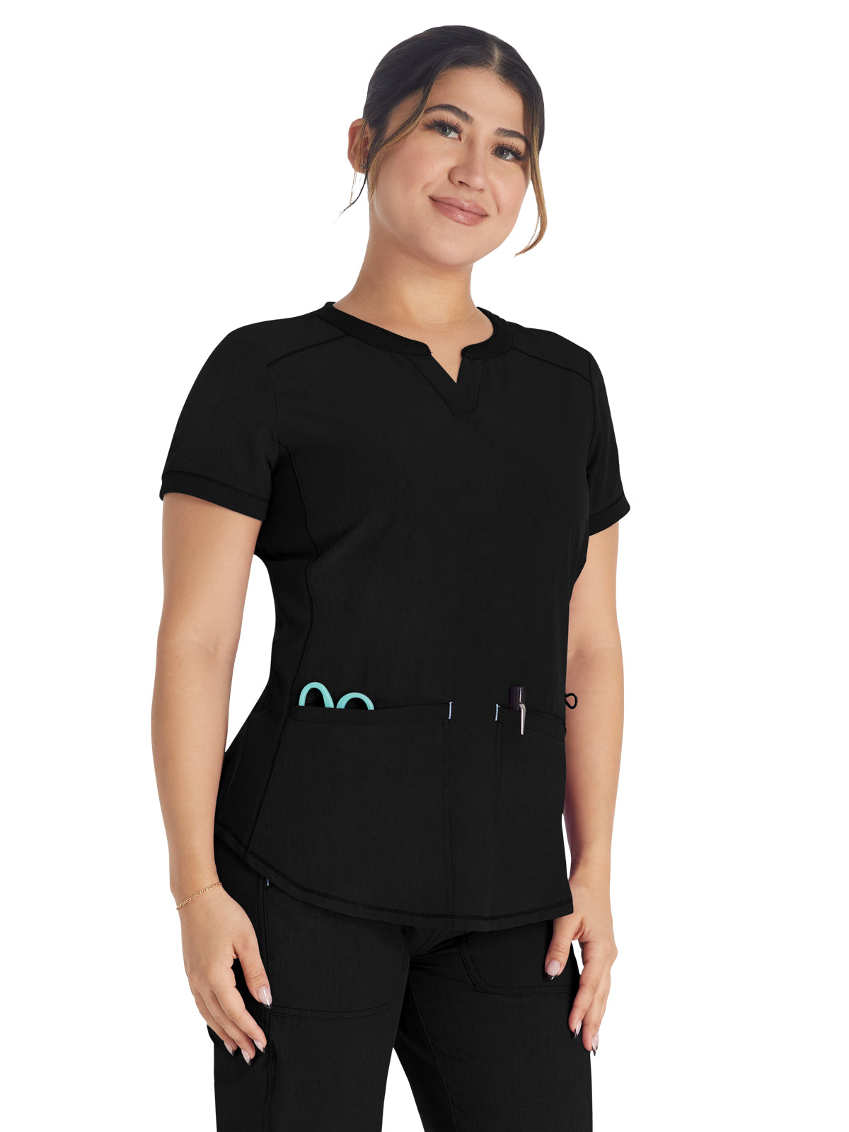 Women's 3-Pocket Henley Scrub Top