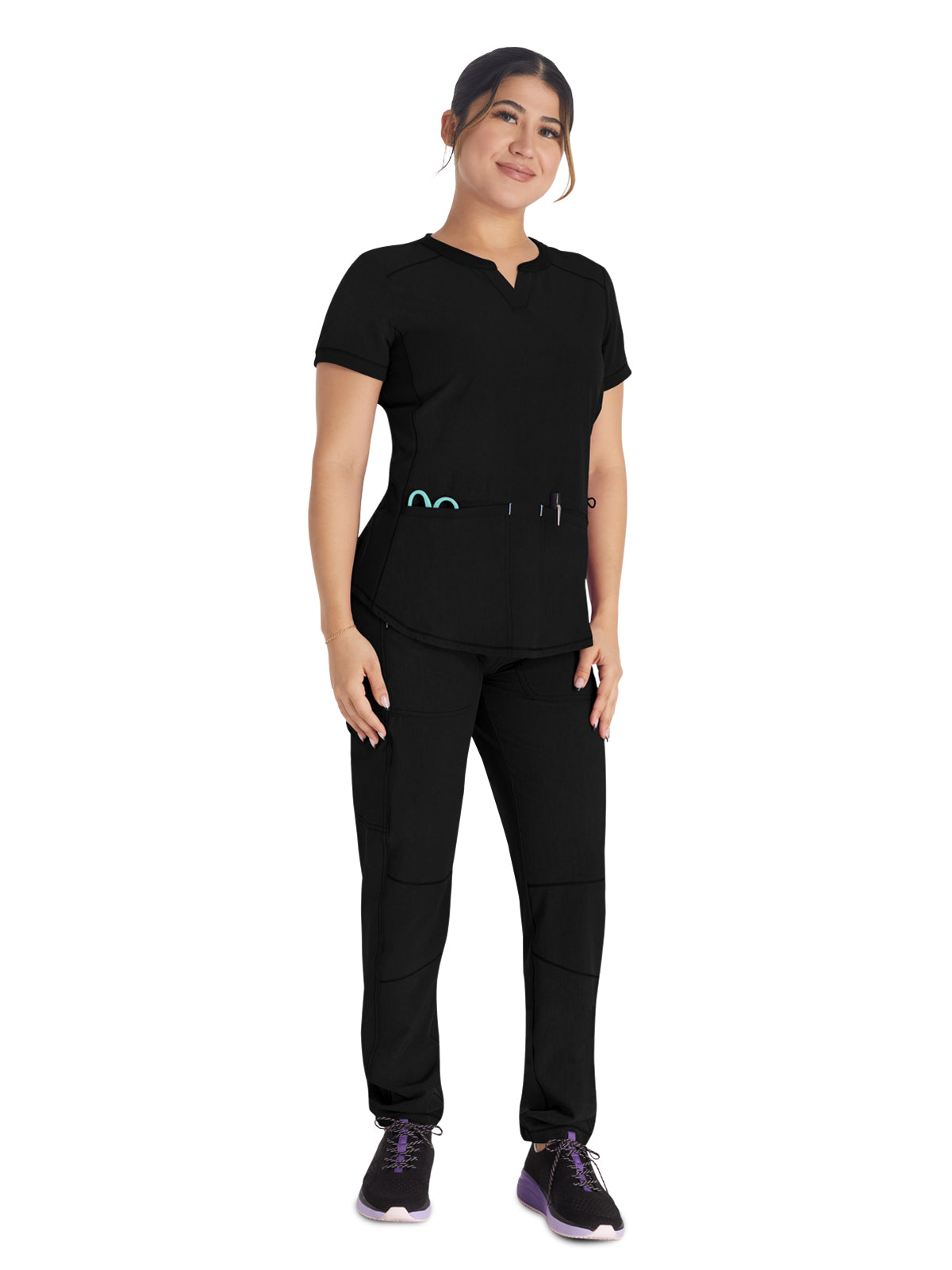 Women's 3-Pocket Henley Scrub Top