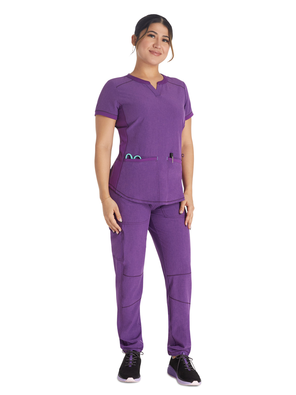 Women's 3-Pocket Henley Scrub Top