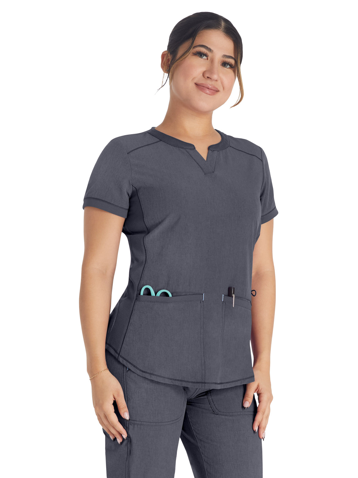 Women's 3-Pocket Henley Scrub Top