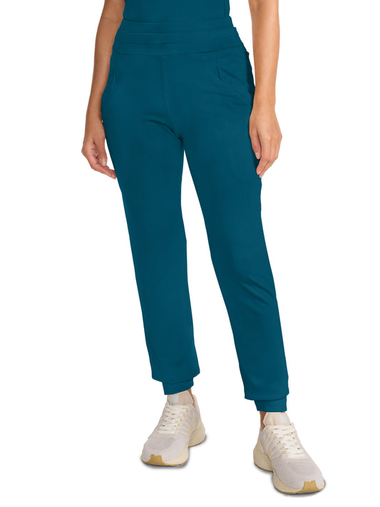 Women's 4-Pocket Ponte Jogger Scrub Pant - ML013 - Caribbean Blue
