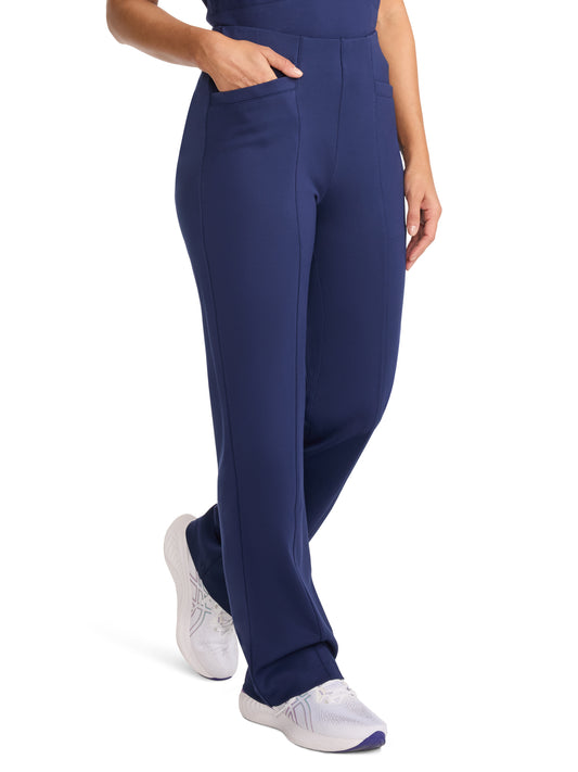 Women's 4-Pocket Ponte Wide Leg Scrub Pant - ML014 - Navy