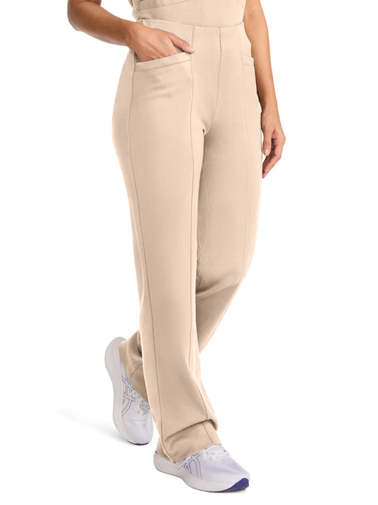 Women's 4-Pocket Ponte Wide Leg Scrub Pant - ML014 - Toasted Tan
