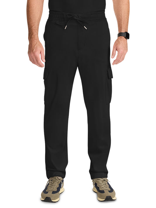 Men's 7-Pocket Ponte Cargo Scrub Pant - ML018 - Black