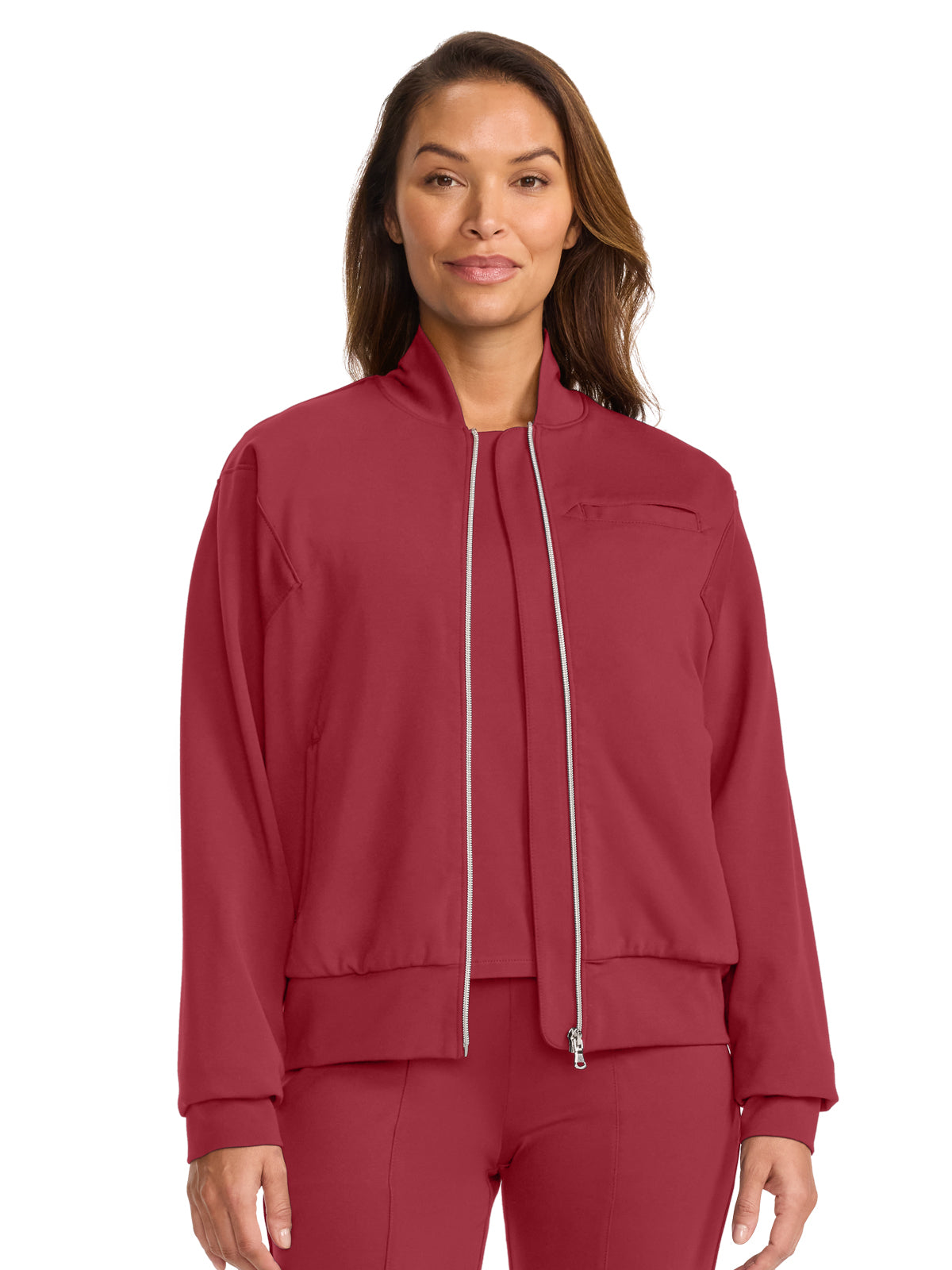 Women's 3-Pocket Ponte Jacket - ML309 - Cherry Wood
