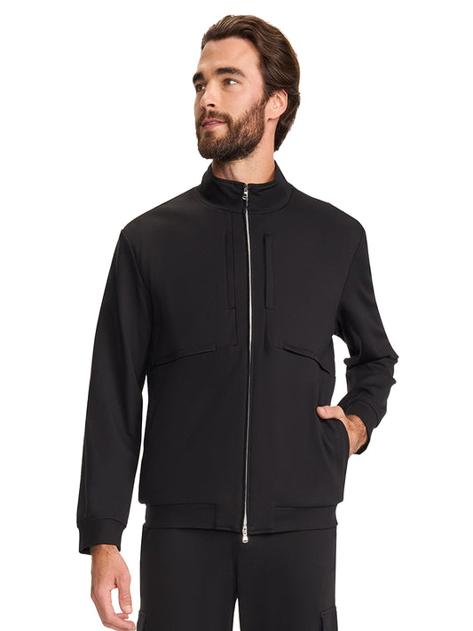 Men's 6-Pocket Ponte Track Jacket - ML311 - Black
