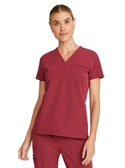 Women's 3-Pocket Flora V-Neck Scrub Top - ML613 - Cherry Wood