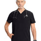 Men's 3-Pocket Vapor V-Neck Seamed Scrub Top - ML618 - Black