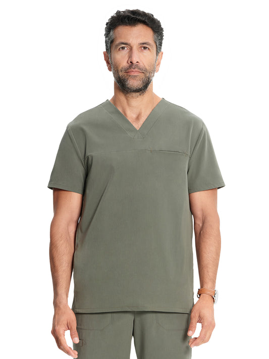 Men's 3-Pocket Vapor V-Neck Seamed Scrub Top - ML618 - Olive