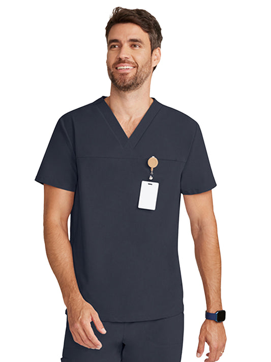Men's 3-Pocket Vapor V-Neck Seamed Scrub Top - ML618 - Pewter