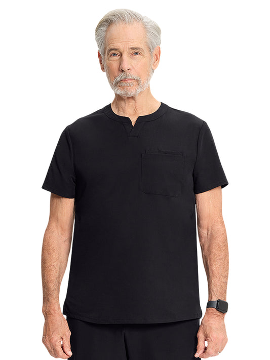 Men's 3-Pocket Cirrus Split Crew Neck Scrub Top - ML619 - Black