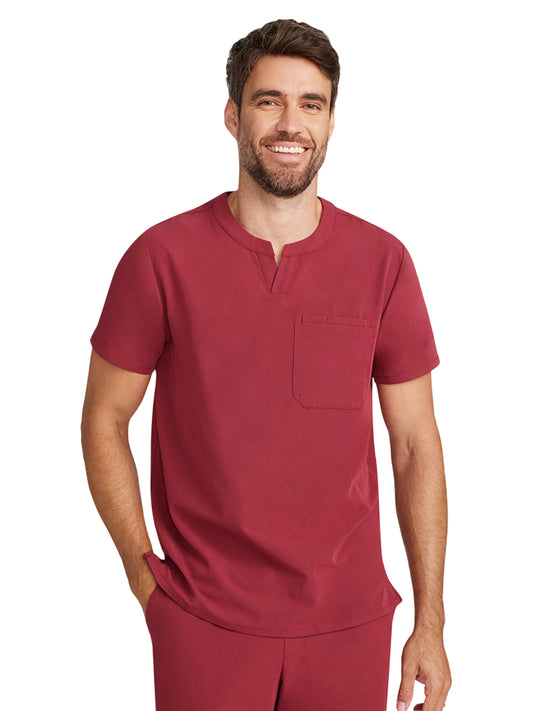 Men's 3-Pocket Cirrus Split Crew Neck Scrub Top - ML619 - Cherry Wood