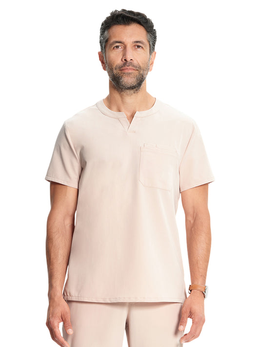 Men's 3-Pocket Cirrus Split Crew Neck Scrub Top - ML619 - Toasted Tan