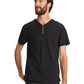 Men's 3-Pocket Ponte Quarter Zip V-Neck Scrub Top - ML620 - Black
