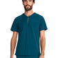 Men's 3-Pocket Ponte Quarter Zip V-Neck Scrub Top - ML620 - Caribbean Blue