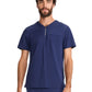 Men's 3-Pocket Ponte Quarter Zip V-Neck Scrub Top - ML620 - Navy