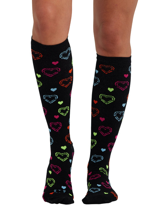 Women's 8-12 mmHg Support Socks - PRINTSUPPORT - Hearts On The Line