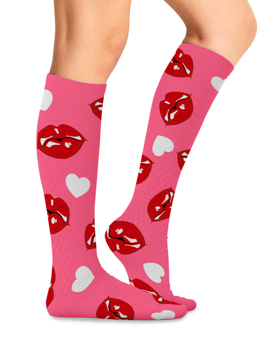 Women's 8-12 mmHg Support Socks - PRINTSUPPORT - Kiss Me