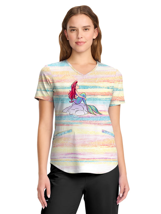 Women's V-Neck Print Top - TF737 - Vibe With The Tide