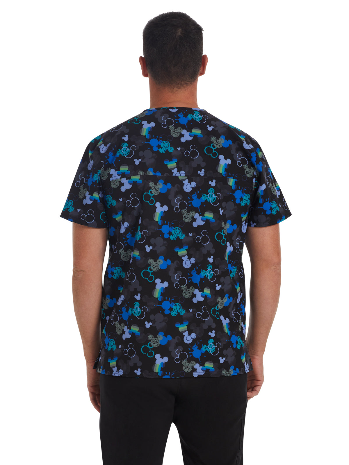 Men's 3-Pocket V-Neck Print Scrub Top