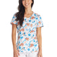 Women's Rounded V-Neck Print Top