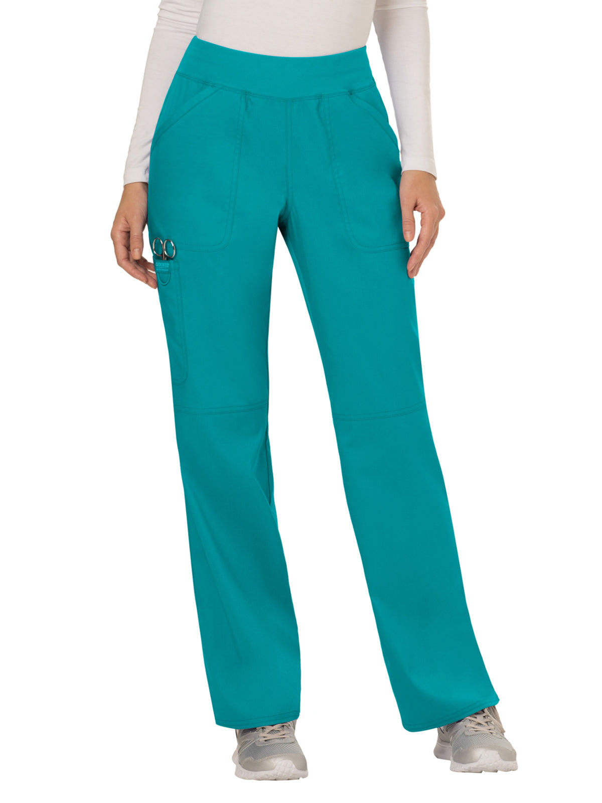 Women's 4-Pocket Mid Rise Straight Leg Pull-on Pant - WW110 - Teal Blue