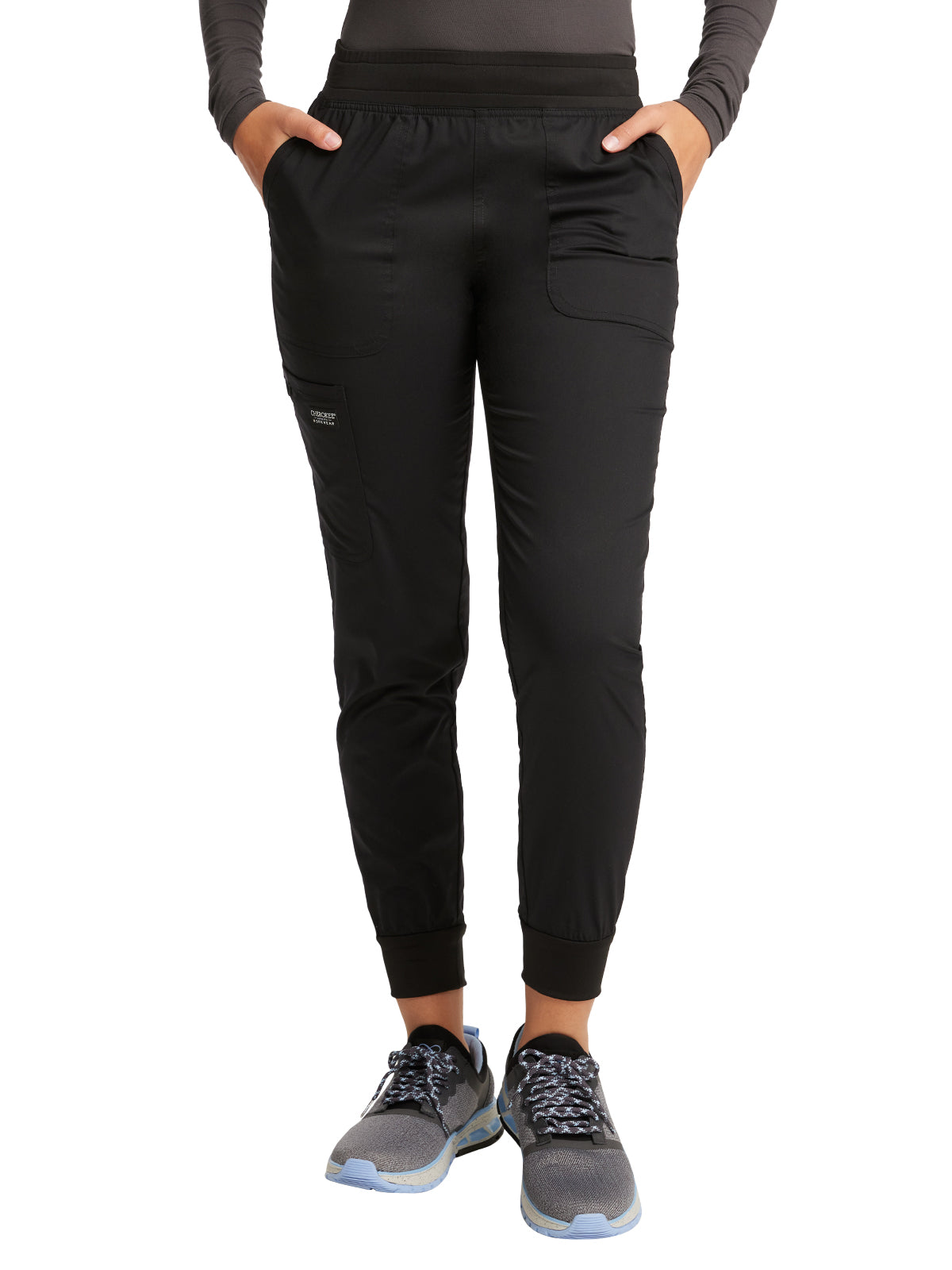 Women's 5-Pocket Mid Rise Jogger Pant - WW115 - Black