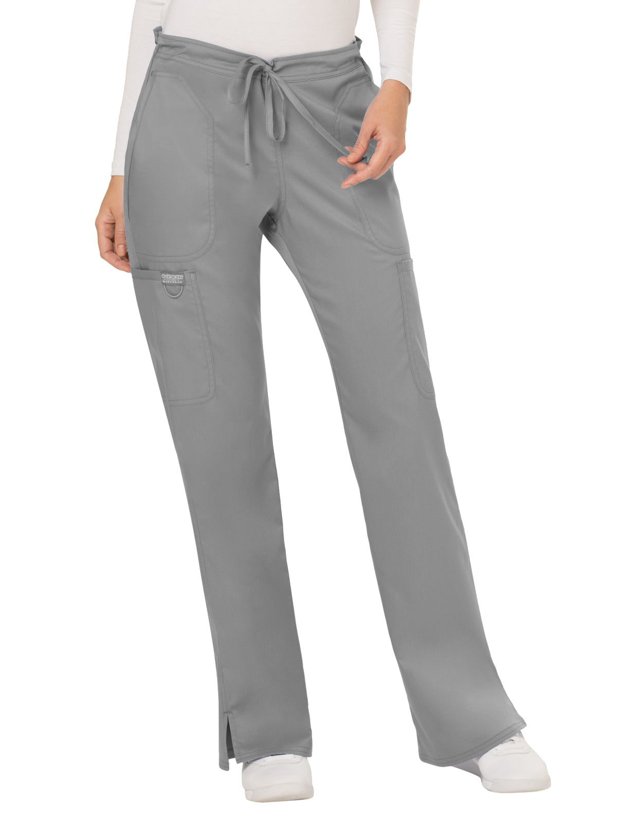Women's 5-Pocket Mid Rise Drawstring Pant - WW120 - Grey