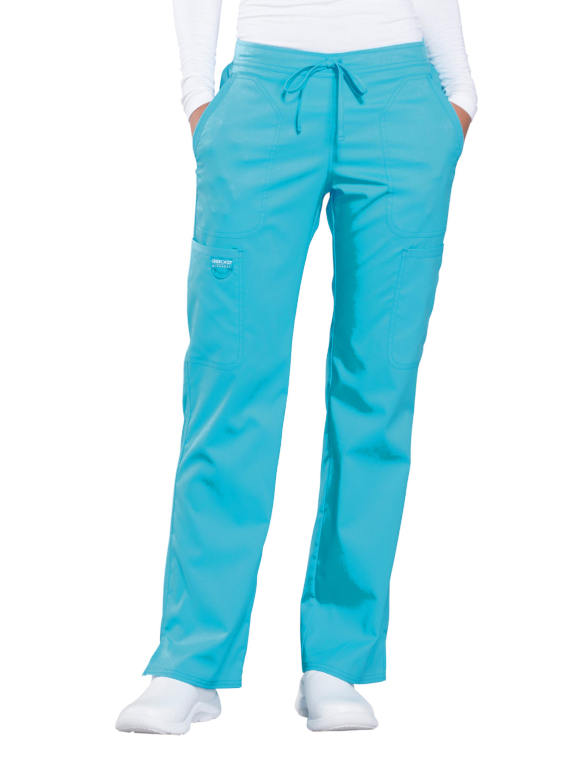 Women's 5-Pocket Mid Rise Drawstring Scrub Pant