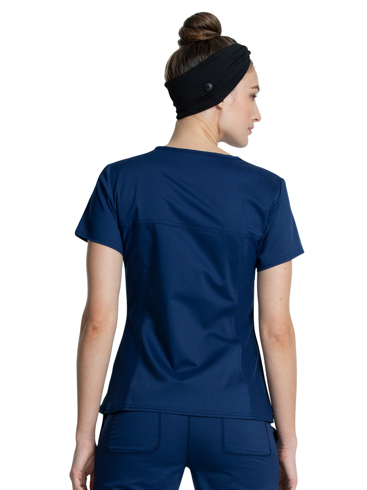 Women's 1-Pocket V-Neck Knit Panel Scrub Top